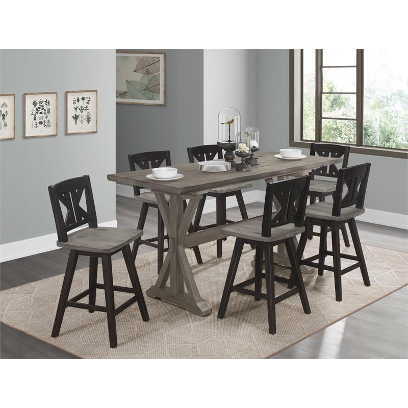 Pemberly Row K-back Counter Height Dining Swivel Chair in Black (Set of 2)
