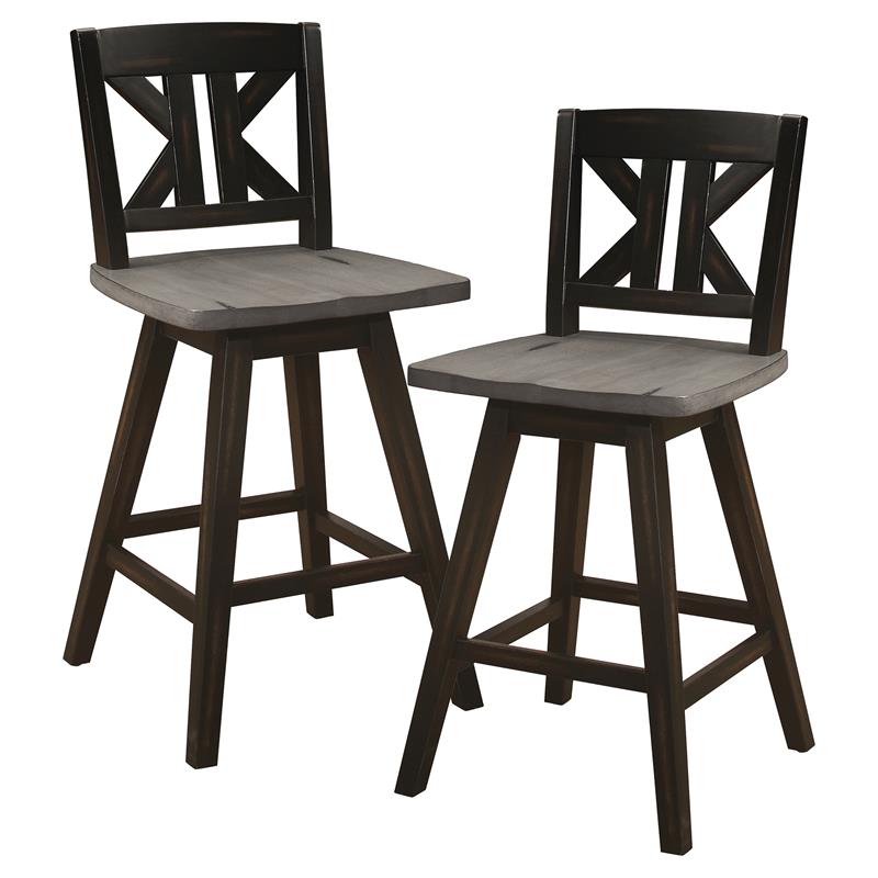 Pemberly Row K-back Counter Height Dining Swivel Chair in Black (Set of 2)