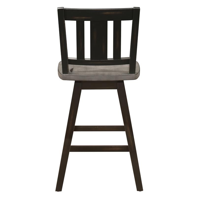 Pemberly Row Slat Back Counter Height Dining Swivel Chair in Black (Set of 2)