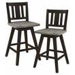 Pemberly Row Slat Back Counter Height Dining Swivel Chair in Black (Set of 2)