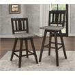 Pemberly Row Slat Back Bar Height Dining Swivel Chair in Black (Set of 2)