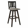 Pemberly Row Slat Back Bar Height Dining Swivel Chair in Black (Set of 2)