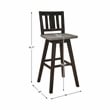 Pemberly Row Slat Back Bar Height Dining Swivel Chair in Black (Set of 2)