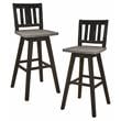 Pemberly Row Slat Back Bar Height Dining Swivel Chair in Black (Set of 2)