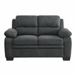 Pemberly Row Modern Textured Fabric Loveseat with Exposed Legs in Dark Gray