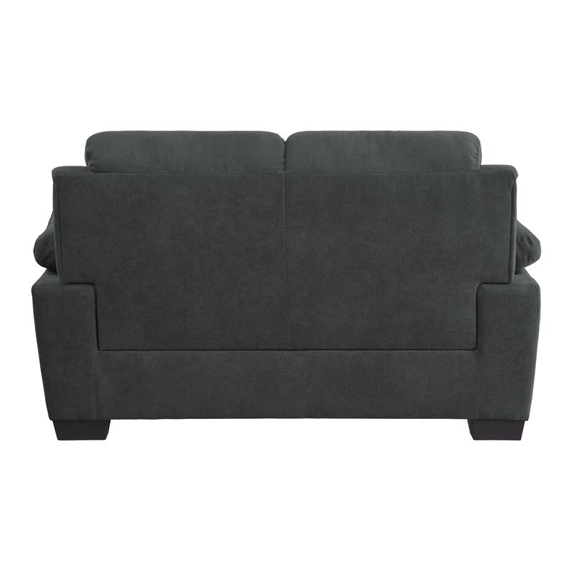 Pemberly Row Modern Textured Fabric Loveseat with Exposed Legs in Dark Gray