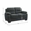Pemberly Row Modern Textured Fabric Loveseat with Exposed Legs in Dark Gray