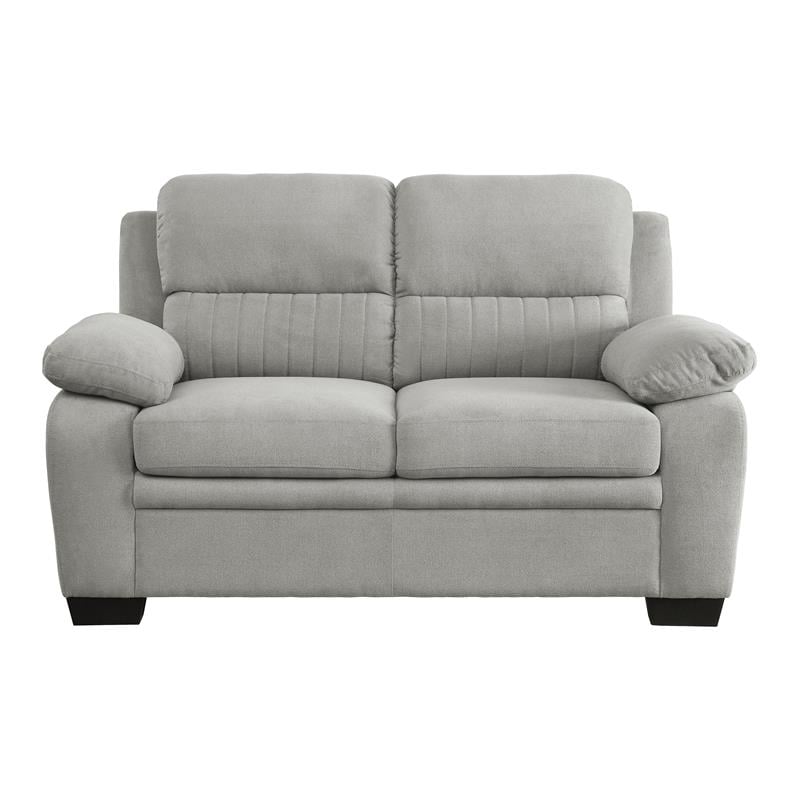 Pemberly Row Modern Textured Fabric Loveseat with Exposed Legs in Light Gray