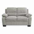 Pemberly Row Modern Textured Fabric Loveseat with Exposed Legs in Light Gray