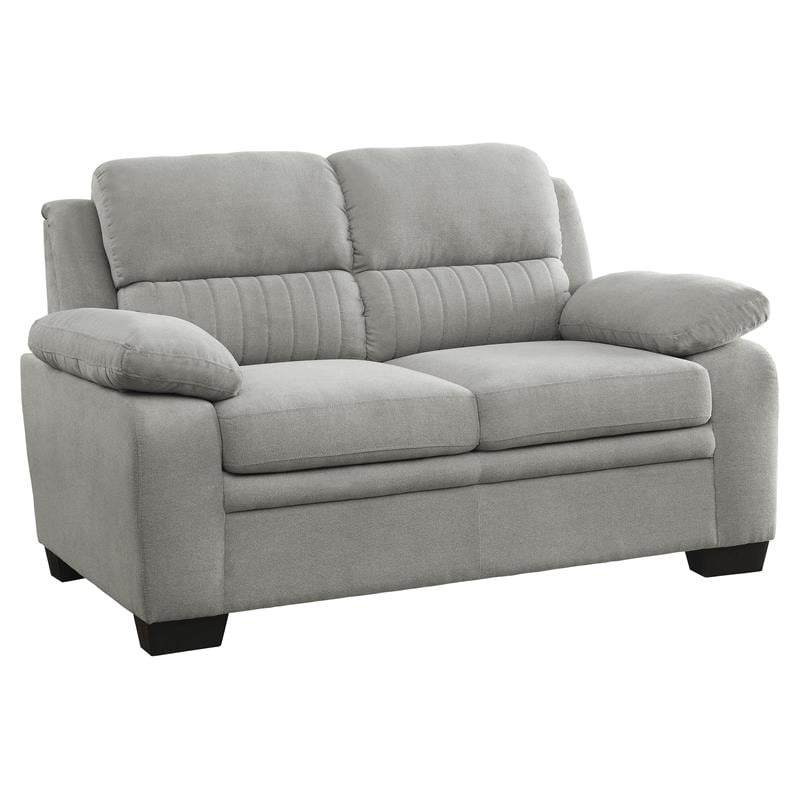 Pemberly Row Modern Textured Fabric Loveseat with Exposed Legs in Light Gray