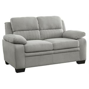 Pemberly Row Modern Textured Fabric Loveseat with Exposed Legs in Light Gray