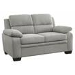 Pemberly Row Modern Textured Fabric Loveseat with Exposed Legs in Light Gray