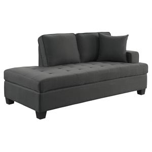 pemberly row transitional textured fabric chaise with 1 pillow in charcoal