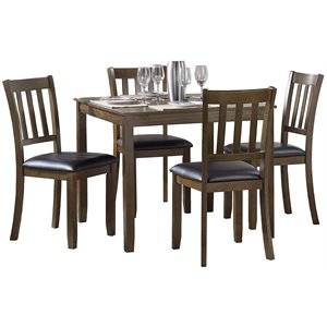 Pemberly Row 5 Piece 36&quot Square Wooden Dining Set in Charcoal Brown