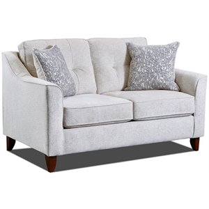 Pemberly Row Contemporary Fabric Loveseat in Cream