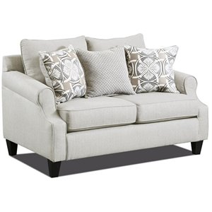 Pemberly Row Loveseat with Accent Pillows in Cream