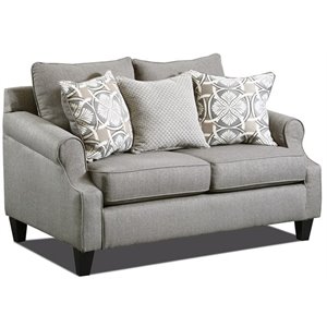 Pemberly Row Loveseat with Accent Pillows in Gray