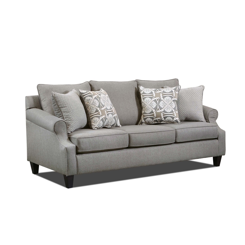 Pemberly Row Sofa with Accent Pillows in Gray