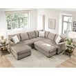 Pemberly Row Transitional 2-Piece Fabric Sectional with Accent Pillows in Cream