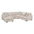 Pemberly Row Transitional 2-Piece Fabric Sectional with Accent Pillows in Cream