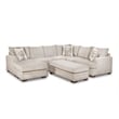 Pemberly Row Transitional 2-Piece Fabric Sectional with Accent Pillows in Cream