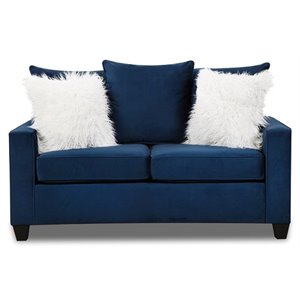 Pemberly Row Loveseat with Accent Pillows in Navy Blue