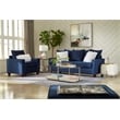 Pemberly Row Loveseat with Accent Pillows in Navy Blue