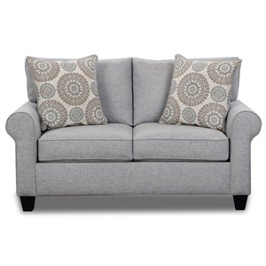 Pemberly Row Loveseat with Accent Pillows in Gray