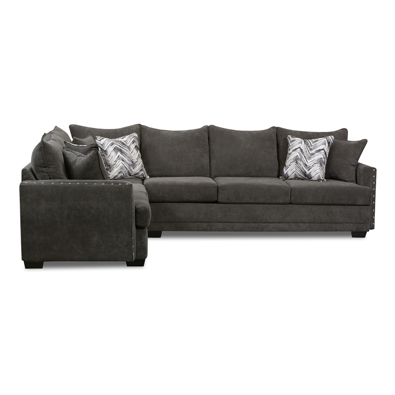 Pemberly Row Sectional with Accent Pillows in Gray