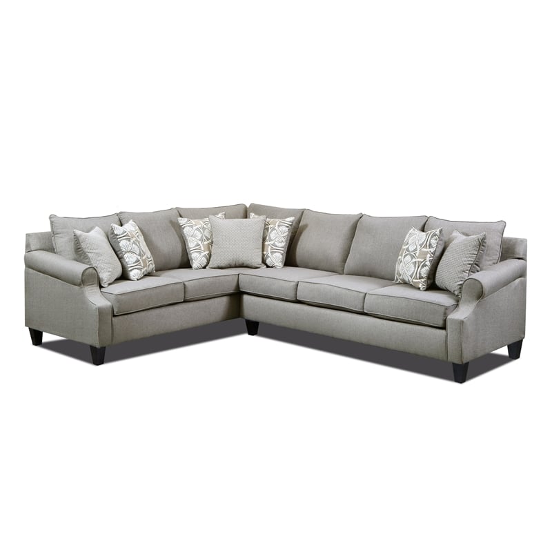 Pemberly Row 2-Piece Sectional with Accent Pillows in Gray