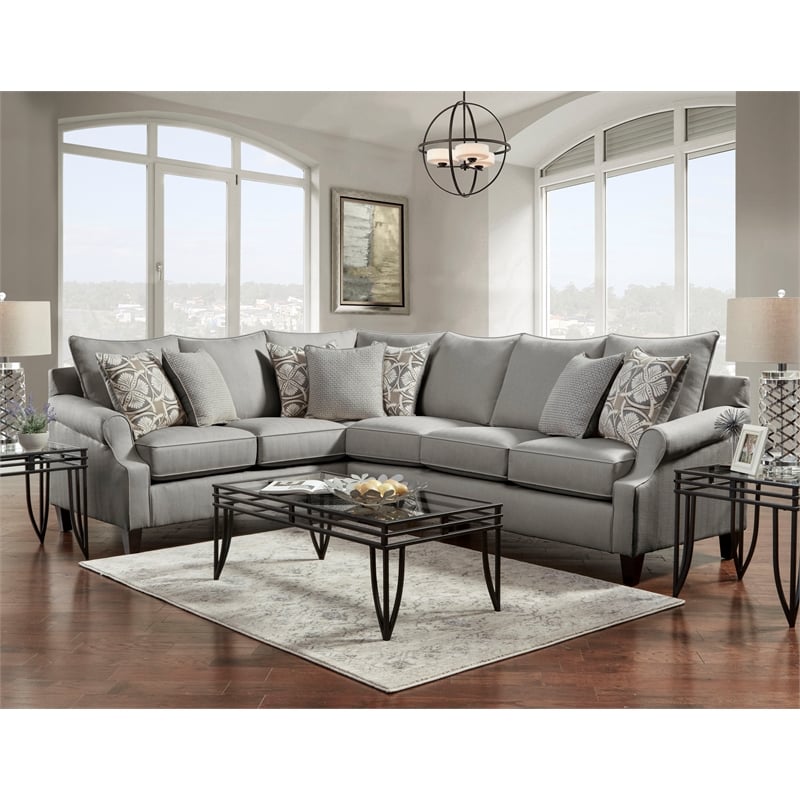 Pemberly Row 2-Piece Sectional with Accent Pillows in Gray