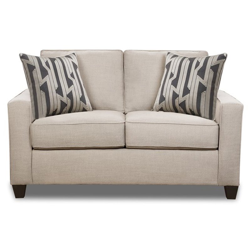 Pemberly Row Linen Loveseat with Accent Pillows in Linen