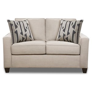 Pemberly Row Linen Loveseat with Accent Pillows in Linen