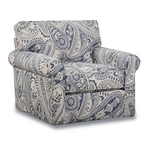 Pemberly Row Swivel Accent Chair with Accent Pillows in Blue