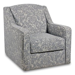 Pemberly Row Swivel Accent Chair in Grey Modern Botanical Pattern Fabric