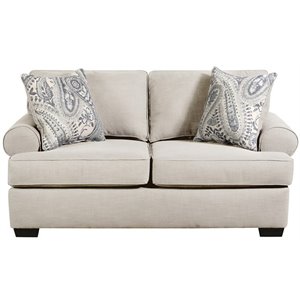 Pemberly Row Loveseat with Accent Pillows in Cream