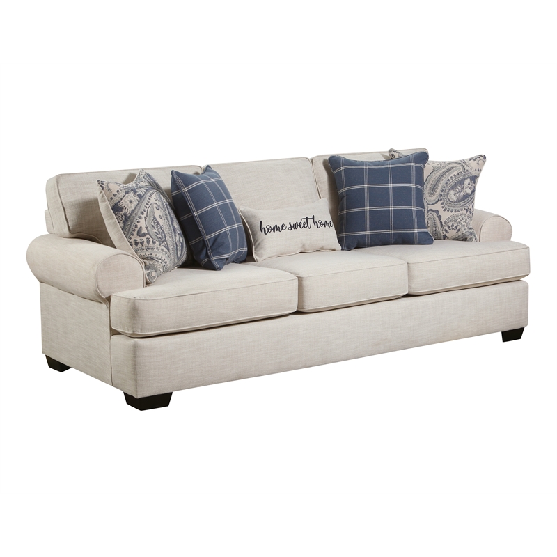 Pemberly Row Sofa with Accent Pillows in Cream
