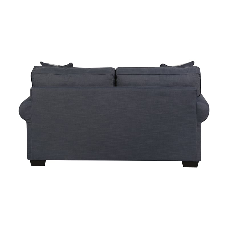 Pemberly Row Loveseat with Accent Pillows in Navy Blue