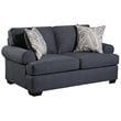 Pemberly Row Loveseat with Accent Pillows in Navy Blue