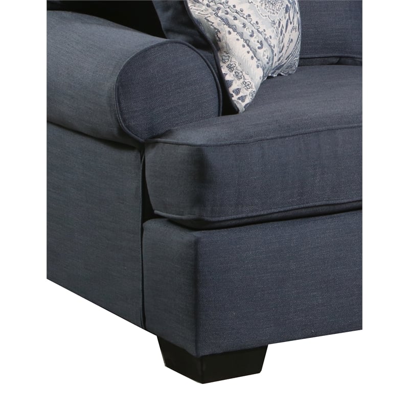 Pemberly Row Loveseat with Accent Pillows in Navy Blue