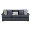 Pemberly Row Sofa with Accent Pillows in Navy Blue