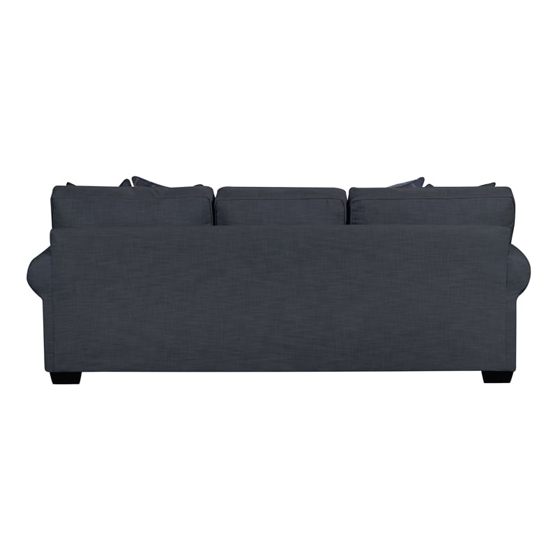 Pemberly Row Sofa with Accent Pillows in Navy Blue