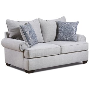 Pemberly Row Loveseat with Accent Pillows in Light Gray