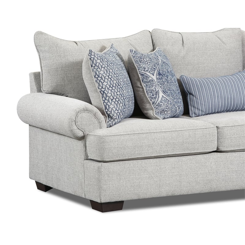 Pemberly Row Loveseat with Accent Pillows in Light Gray