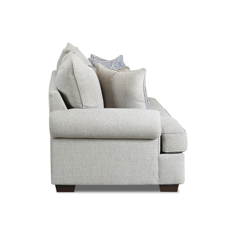 Pemberly Row Sofa with Accent Pillows in Light Gray