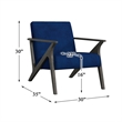 Pemberly Row 16'' Mid-Century Wood/Velvet Accent Chair in Navy