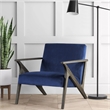 Pemberly Row 16'' Mid-Century Wood/Velvet Accent Chair in Navy