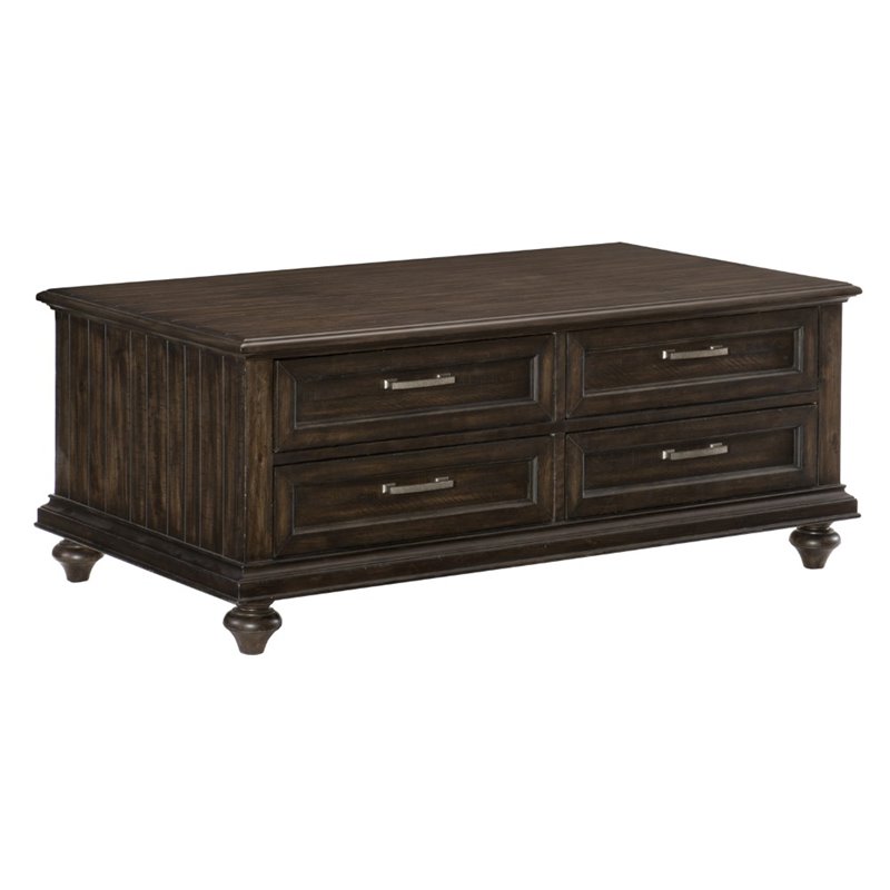 Pemberly Row Wood 4 Drawer Coffee Table in Espresso