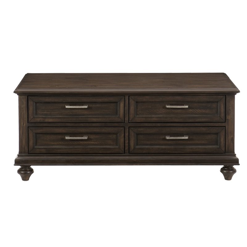 Pemberly Row Wood 4 Drawer Coffee Table in Espresso