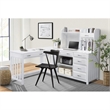 Pemberly Row Contemporary Engineered Wood L Shaped Desk with Hutch in White
